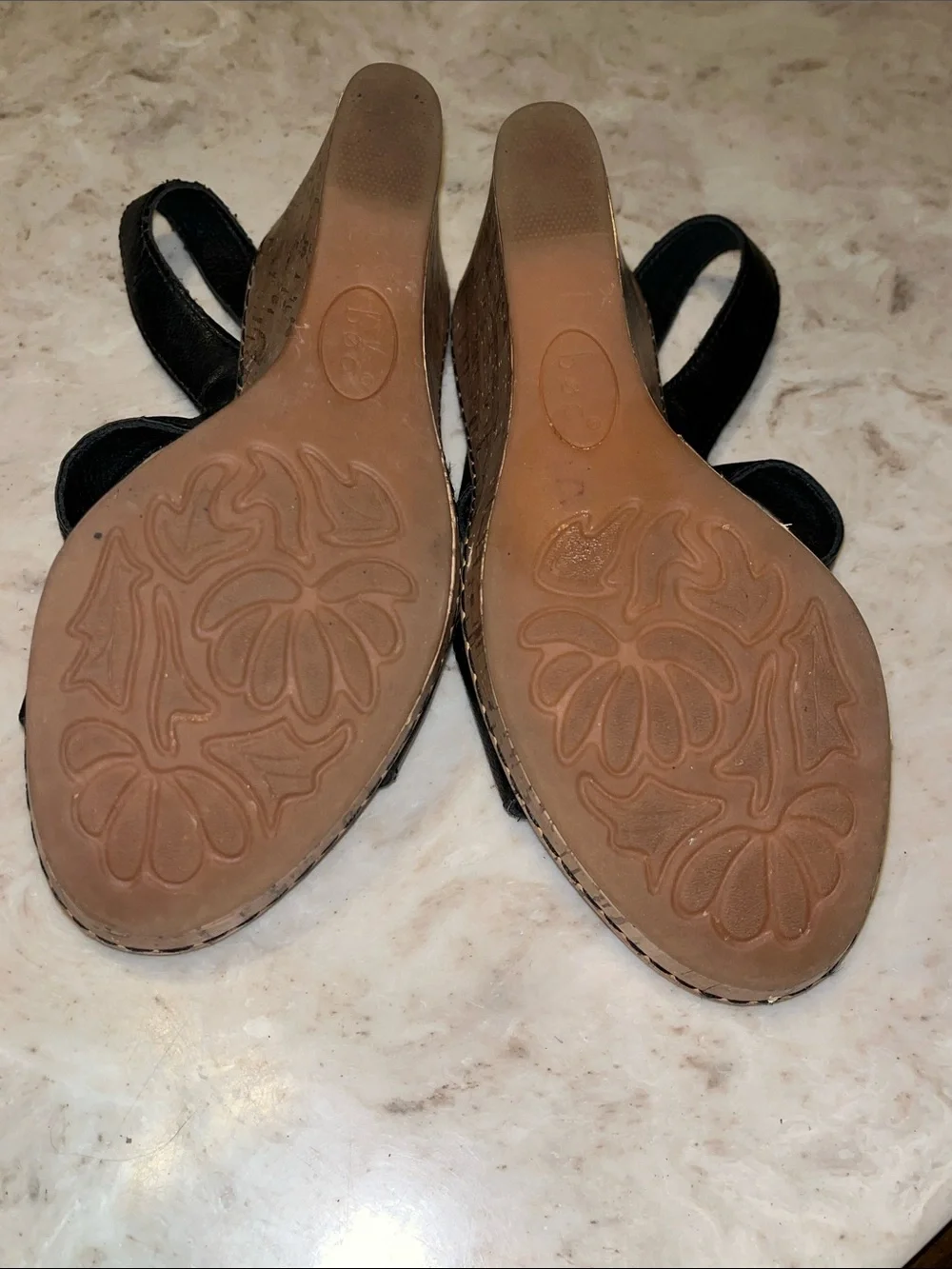 boc Black Strappy Cork Wedge Sandals